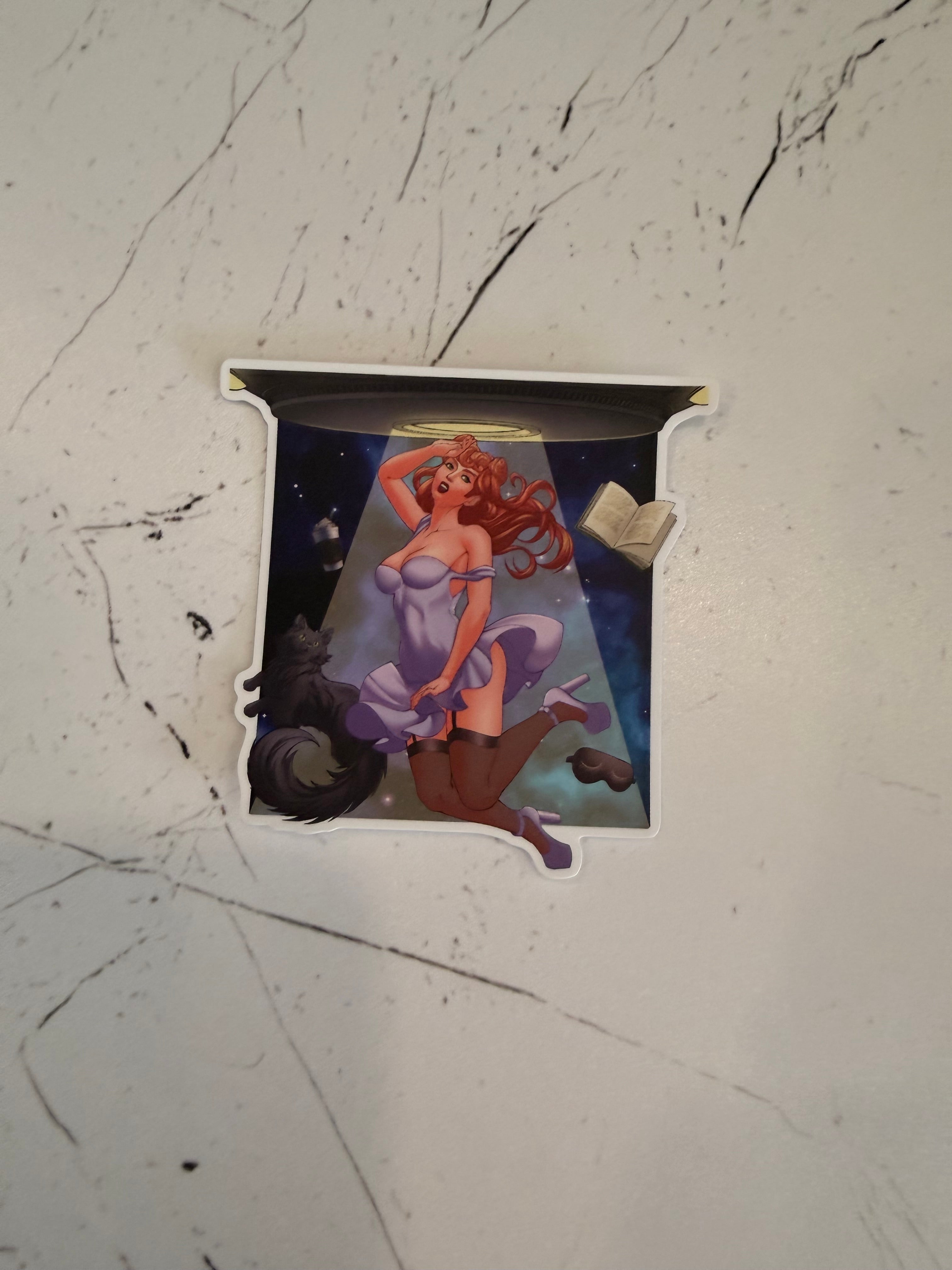 Large Abduction Pin-Up Glow in the Dark Sticker