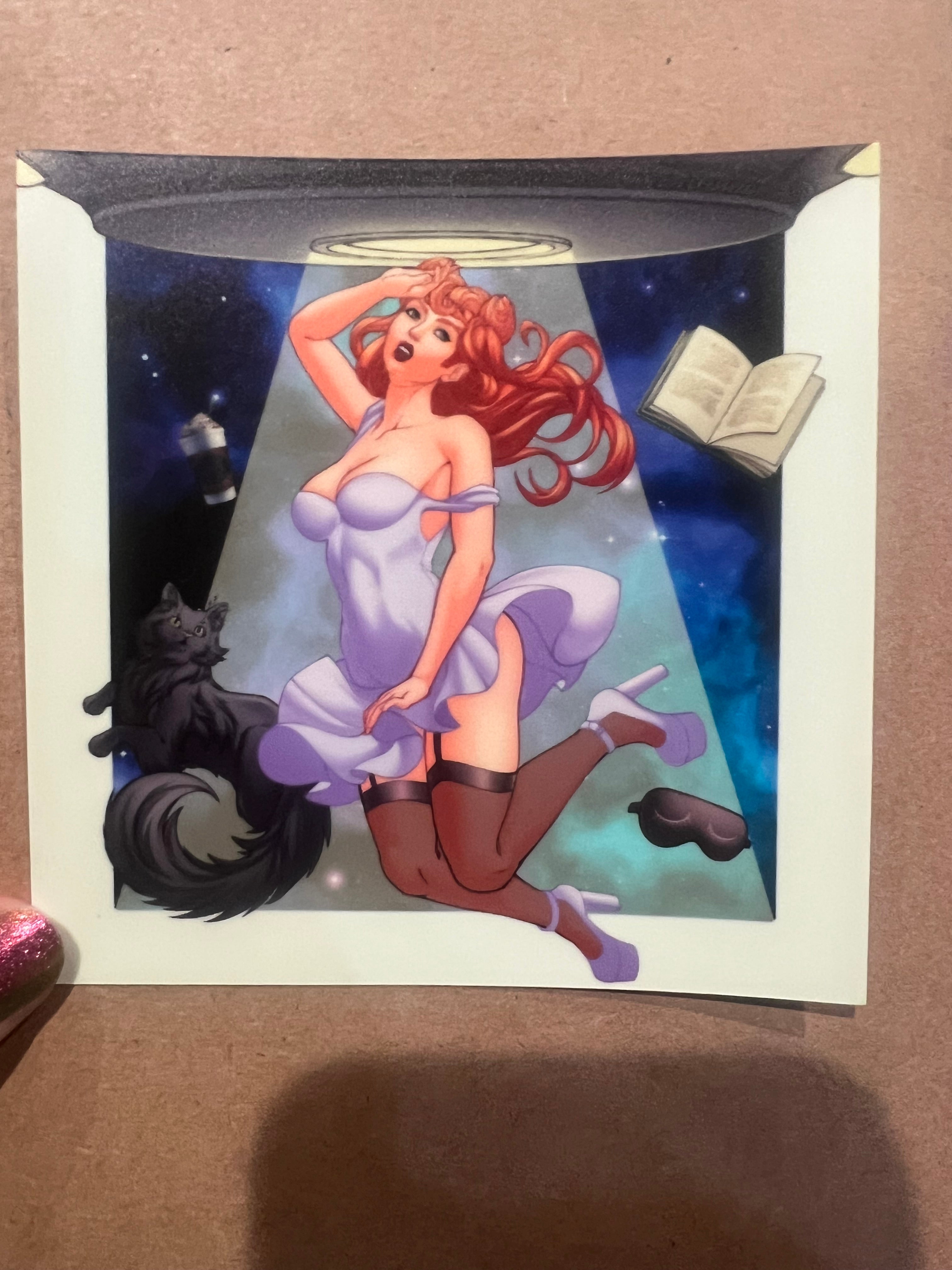 Large Abduction Pin-Up Glow in the Dark Sticker