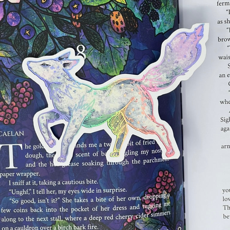 wild oak woods fox holographic bookmark